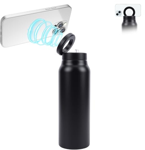 Botella de agua aislada deportiva de gran capacidad de 750 ml, de acero inoxidable 304, con pajilla, soporte magnético para teléfono, para ciclismo, gimnasio, viajes