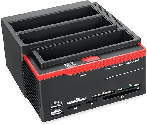 Estación de acoplamiento portátil para disco duro externo, puertos USB 3.0 a SATA/IDE, lector de tarjetas y concentrador, soporta unidades de 2.5 y 3.5 pulgadas