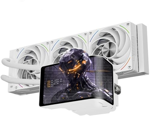 TR-Thermalright Wonder Vision 360 Turbo ARGB White Liquid Refroidisseur de processeur, écran incurvé 3D de 6,67 avec résolution 2400 x 1080, magnétique, 360 mm, Aio blanc, pour AM5, LGA1851/1700