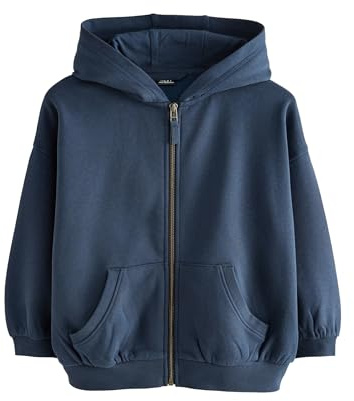 NEXT Äldre flickor Hoodie med dragkedja och hög bomullsandel Marinblå 140