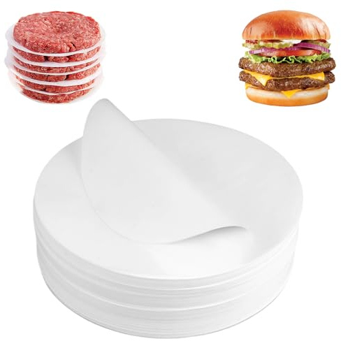 1 000 stycken hamburgarpapper rund, Ø 14 cm, bakpapper för hamburgarpress, non-stick hamburgarpapper, skiljepapper för hamburgerskivor, med non-stick-belagd, för perfekt hamburgare, cheeseburgare