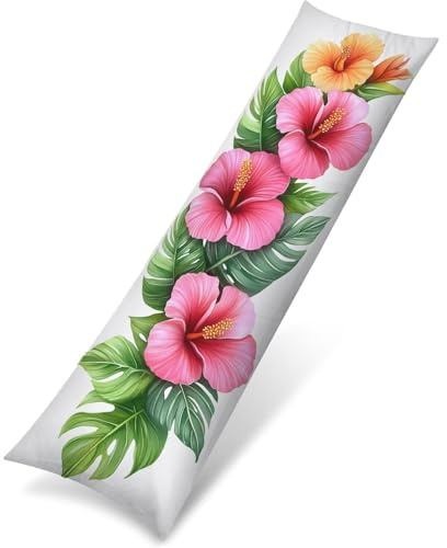 Rosa Cuscino per Dormire Laterale 60x180 Cuscino Lungo per Dormire Lateralmente, Cuscini per il Collo, per Gravidanza e Sostenere la Maternità, Migliorare Qualità Del Sonno,Federe Cuscini Fiori Q-1489