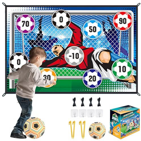 Football Ball Game Set for Kids, Indoor Outdoor Backyard Toss Football Goal Game with Balls Foldable Flannel Goals, Accuracy Training Sport Toy, Birthday Gift for Boys Girls Aged 3–8 (Orange)
