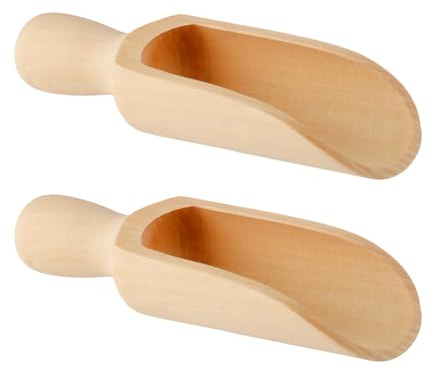 Wellrun 2PCS Large Wooden Salt Scoops,140mm Multipurpose Spoons for Tea,Salt,Sugar,Spices,Kitchen & Bath Natural Scoop with Smooth Handle