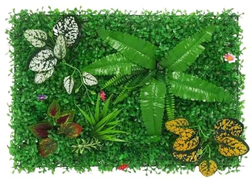 Zymjzbetic Paneles de Pared de césped Artificial Panel de ratán Artificial con Hojas Verdes, Malla Rejilla for decoración Pared(Color10)