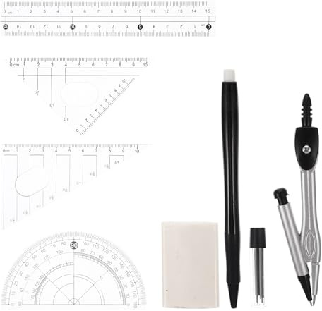OATIPHO Kit Bussola Compatto e Goniometro Professionale in Metallo Set Strumenti di Misura per Disegno Tecnico e Scuola Accessori Portatili per Studenti e Ufficio