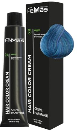 FemMas Tinte para el cabello Fantasy Turquesa I Crema Tinte para el cabello con aceite de argán, queratina y ceramidas I Como coloración permanente del cabello o tinte para resultados de color