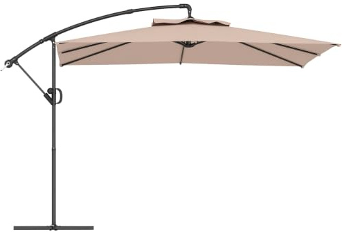 Outsunny Ombrellone Decentrato 3x3.25m con Tettuccio Regolabile a 360°, Base a Croce, Prese d'Aria e Manovella, Ombrellone da Giardino Inclinabile in Metallo, per Cortile, Terrazza, UV50+