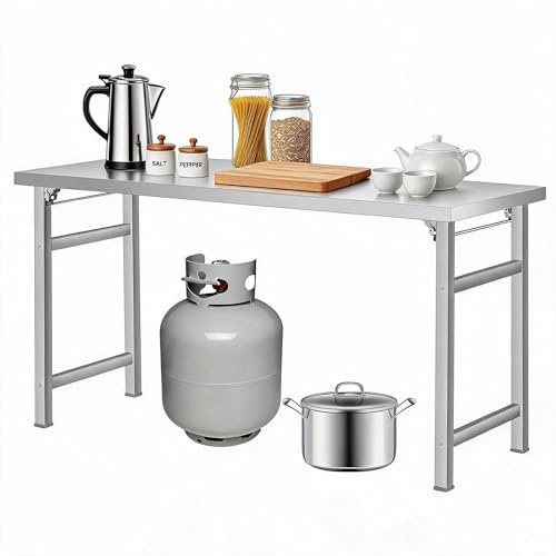 Edelstahl Arbeitstisch klappbar 152x61cm, 236kg Tragkraft, Gastro & Outdoor