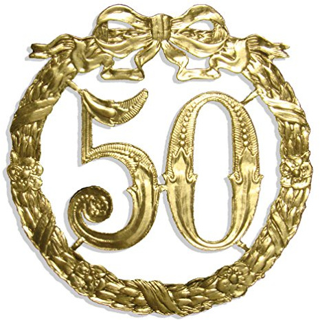 Walter Kunze Jubiläumszahl 50, Ø 13 cm, Gold, Jubiläumskranz