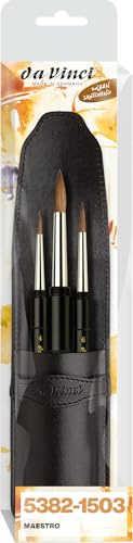 Da Vinci 5382 1503 Series Travel Brush set caso, pelle, nero, 30 x 30 x 30 cm