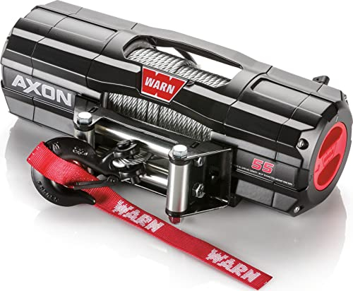 WARN 101155 AXON 55 Powersports Cabrestante con Cuerda de Acero y Receptor inalámbrico HUB: 1/4 Pulgadas de diámetro x 50 pies de Longitud, Capacidad de tracción de 2.75 toneladas (5.5 Libras)