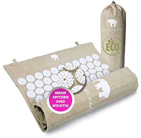 Bed of Nails Originale ECO Digitopressione Viaggio Tappetino Con 8,820 Pressione Punte, Agopuntura Tappetino Per Schiena Dolore Sollievo, Energia Aumentata, Rilassamento, Trasporto Borsa, 74 x 42