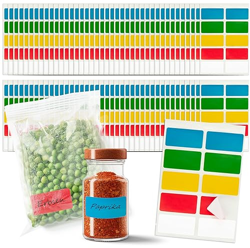 com-four® 400x Etiketten selbstklebend 35 x 20 mm - Gefrieretiketten, Haushaltsetiketten für Gläser, Flaschen - Wasserdichte Klebeetiketten, Aufkleber beschreibbar (400 Stück - Etiketten)
