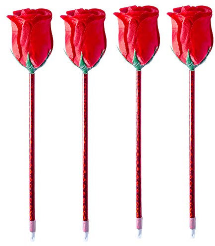 noTrash2003 originelles Kugelschreiber-Set im Blumen-Design versch. Ausführungen zur Auswahl für Büro und Schreibtisch (4er Set Rose)