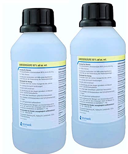 2 Liter Doppelpack - Ameisensäure 60% ad us. vet. | Orig. Serumwerk Bernburg Deutschland | für Bienen gegen Varroa | zur Varroabehandlung