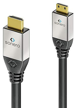 Sonero Premium High Speed Mini HDMI-kabel med Ethernet, 2,00 m, UltraHD/4K/60 Hz, 18 Gbps, svart