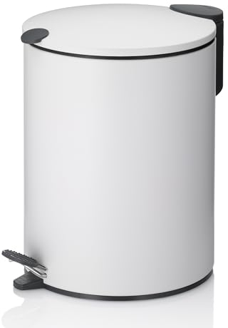 kela Seau à cosmétiques 5l blanc mat, couvercle Silent-Close, poubelle à pédale salle de bain MATS, poubelle de salle de bain avec seau intérieur et anse de transport