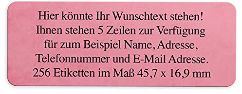 Adress-Aufkleber | PERSONALISIERT | 256 Stück | kleine Etiketten mit Wunsch-Text - Marmor Struktur Farbe Rosa | für Namen und Adressen