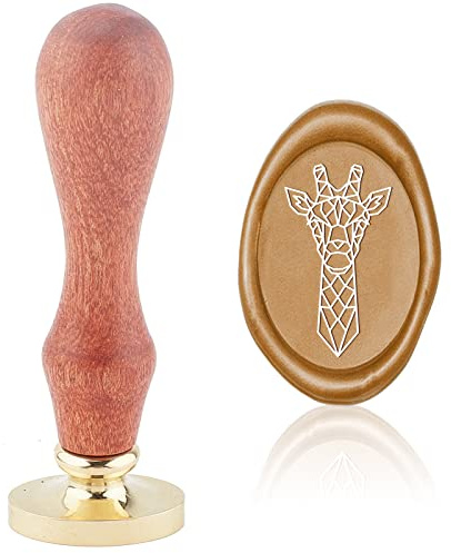 craspire Wachssiegelstempel Giraffe Ovaler Siegelstempelkopf 20 * 30mm Mit Abnehmbarem Holzgriff Für Hochzeitseinladungen Karten Flasche Geschenk Geschäft Danke Jubiläum