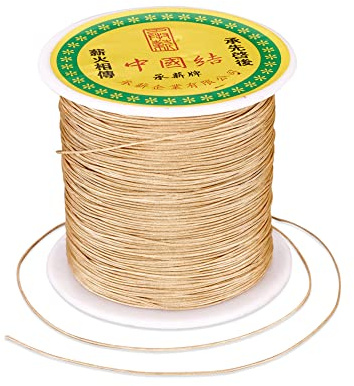 Craftdady Cordon en nylon tressé pour perlage, nœuds chinois, macramé pour la fabrication de bracelets, colliers, bijoux - Bois massif (97 m x 0,5 mm)