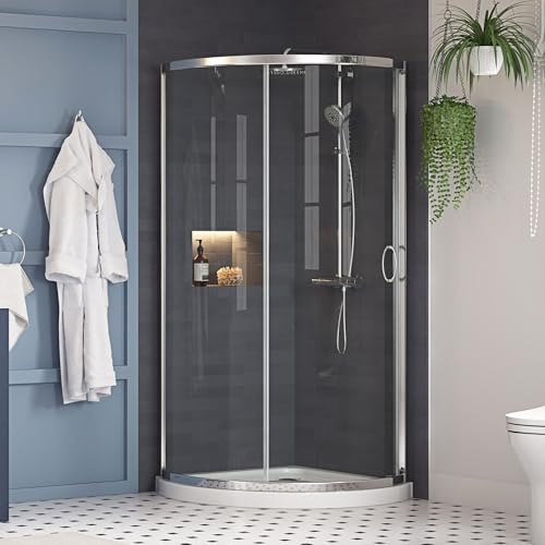 OVE Decors Breeze 38 in. Corner Shower, With Included Base, Clear Glass and Chrome Finish