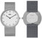Braun 2-Zeiger-Quarz-Analoguhr, weißes Zifferblatt und Edelstahl-Mesh-Armband mit zusätzlichem grauem Silikon-Kautschukarmband, Schnellverschluss-Federstege, 38 mm, Modell BN0281WHMHGYG.