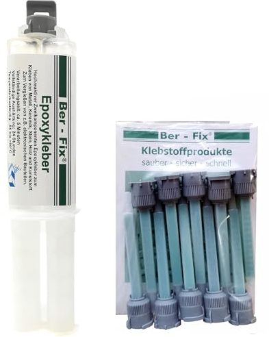 Ber-Fix 30 Min Epoxidharz Kleber in der Spritze – 2K Klebstoff für die Werkstatt – Inklusive 11 Mischdüse