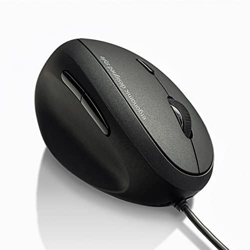 SANWA Wired Left Handed Ergonomic Mouse, Optical Vertical Mice for Small Hands, Reduce Wrist Strain,1000/1600/2400/3200 DPI, 6 Buttons, Compatible with Laptop, Desktop, Windows, Mac, Black