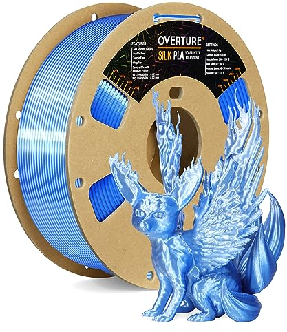 OVERTURE Dual Color Silk PLA Filament 1.75mm, 1kg 3D Drucker Filament Seide PLA, Maßgenauigkeit +/- 0.03 mm(Seide Blau-Silber)