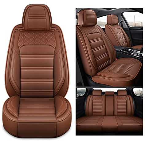 nenyan Autositzbezüge Komplett Set Universal in Premium Design | Schonbezüge für die Vordersitze & Rückbank | Auto Sitzbezüge Airbag Geeignet | Wasserdicht Sitzbezug - Kaffee Standard