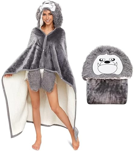 WJMSDK Bulldogge Decke mit Ärmeln - Bulldogge Geschenk für Frauen, Sherpa Fleece Kuscheldecke mit ärmeln, Tragbare Decke zum Anziehen als Weihnachten Geburtstagsgeschenk für Frauen Damen