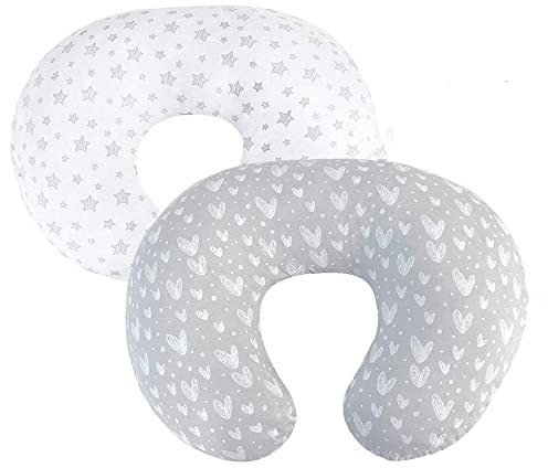 Yuehuamech Stillkissenbezüge (NUR BEZÜGE) 2 Packung U- förmiger Stillkissenbezug Überzug Learning Sit Pillow Sheet Abnehmbar Waschbar für Stillen und Flaschenfütterung