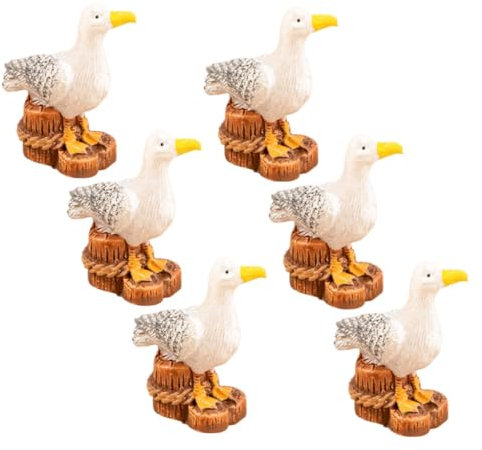 VANZACK 6St mediterrane Mikrolandschaft Tischdekoration Puppenhaus-Dekor Ornament Wohnkultur Miniatur-Möwe Vogel-Statue Tier schmücken Strandeimer Kunsthandwerk aus Harz Dekorationen