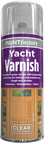 PEBBLE HUG All Purpose Yacht Varnish 400ML - Professional Gloss Finish Spray Wood Colour Paint, Interior, and Exterior Surfaces - Fast Drying Sealer - Easy to Apply (Pack of 1)