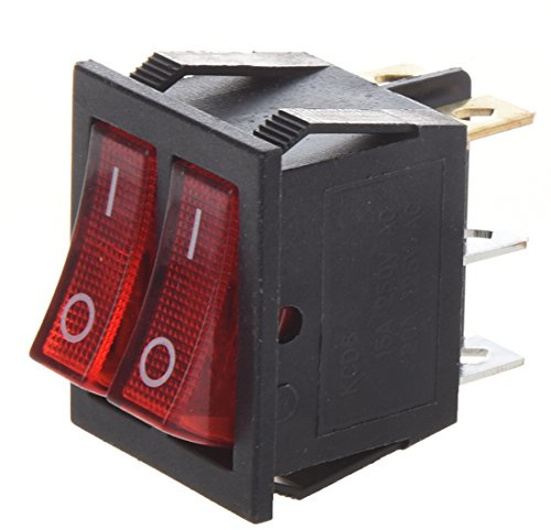Ggnaxivs Luz roja iluminada 6 Dual SPST ON/OFF Interruptor basculante de AC 15A/250V 20A/125V