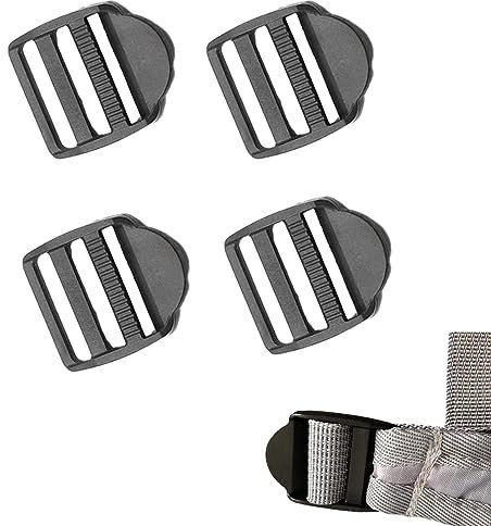 4 Pcs Plastic Buckle Clips,Adjustable Buckles for Straps,Durable Black Ladderlock Lock Buckle Slider Adjusters,for Harnesses,Leashes,Collars,Backpack,Rucksack,Luggage (30mm*25mm)