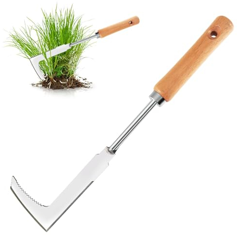 Shyllin Unkraut Entferner Gerät mit Gezähnt 30cm, Unkrautmesser, Fugenkratzer, Garten Schaber Unkraut mit Stiel, Wird zum Entfernen von Unkraut und Moos aus Gärten, Obst- und Gemüsegärten Verwendet