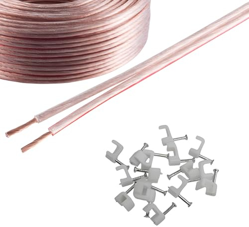10M Long Reulin - Strand Speaker Cable, 10 M Wire for Home HiFi/Car Audio 0.75mm² 24x0.2 CCA (Transparent, 10 Metress)
