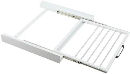 TABODD 100kg Universell Stapel/Verbindungsrahmen für Waschmaschine und Wäschetrockner mit Auszug als Ablage für Wäschekorb, Handtuchhalter aus Universell für alle Marken mit Breite von 55–89cm