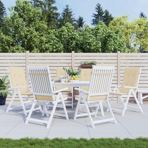ShGaxin Gartenstuhlauflagen für Hochlehner 6Stk. Beige 120x50x3cm Stoff, Sitzauflagen Gartenmöbel, Gartenstuhlauflagen, Hochlehner Auflagen, Auflagen Hochlehner, Stuhlauflagen - 314107