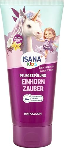 ISANA KIDS Pflegespülung Einhorn-Zauber, 200 ml Tube - Haare entwirren und kämmbarkeit merkbar verbessern - Mit Panthenol und Sesamöl