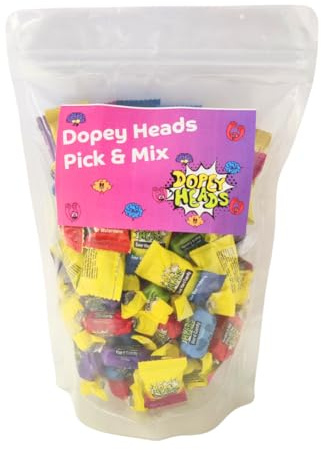 Dopey Heads | Dopey Heads Sweet & Sour Collection | HALAL Sweets | 67 Pieces of Chew & Crunch Bag | Pick & Mix Dopey Heads Sweets | Sweets & Sour Assorted Flavoured Candy
