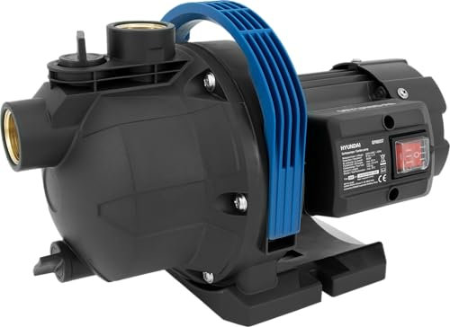 HYUNDAI Gartenpumpe GP80037 | 800 W, Fördermenge 3.600 l/h | Förderhöhe: max. 40 m, Ansaughöhe: max. 7 m | Bewässerungspumpe