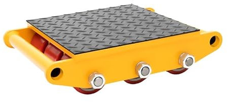 Chariot de transport de meubles 15T avec 9 roulettes, aide au déménagement pour appareils et machines lourds, capacité de charge jusqu'à 33069 lbs, tapis antidérapant, jaune