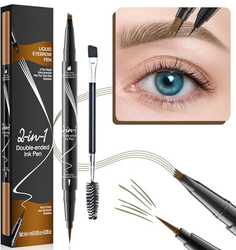 2 Stück Augenbrauenstift Wasserfest, 2-in-1 Dual-Ended Microblading Augenbrauenstift, Wischfest Eyebrow Pencil Kann Leicht Natürliche Augenbrauenfarbe(2 Stück Hellbraun)