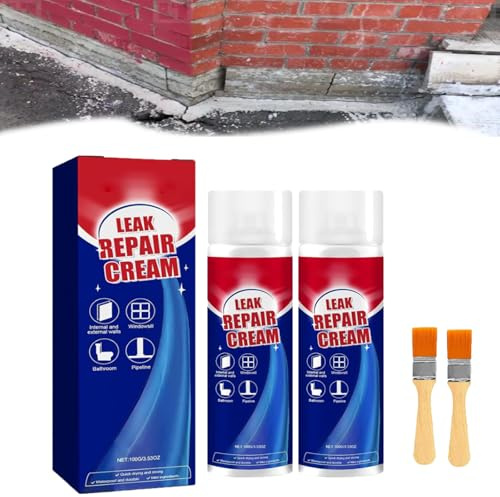 UCK-KIT Spray De Sellador De Fuga, Reparación De Fugas A Prueba De Sellador Impermeable con Cepillo, Agente Anti-Gotos Impermeable para El Espacio De Pared Exterior Funciona En La Mayoría,2PCS