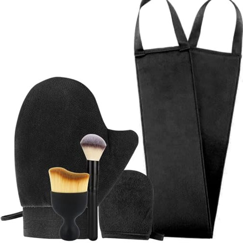 5-in-1 Self Tanning Mitt Set, Fake Tan Mitt, Back Tanner Applicator, Tanning Brush for Body and Face, Lotion Applicator for Back, Self Tanner Brush and Glove