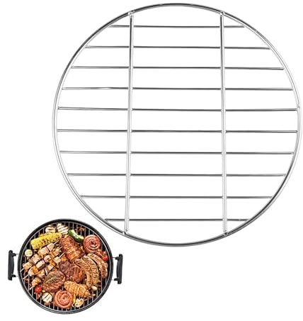 HSUYUN Grille de Barbecue, Acier Inoxydable Grille Barbecue Ronde, Diamètre 30 cm Grille Ronde Barbecue, Robuste Grille Ronde INOX Barbecue, Argent, pour Le Camping, Pique-Niques, Grils de Jardin