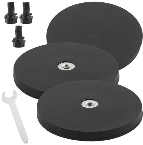 WIYETY 3 imanes de neodimio engomados, grandes, fuertes, diámetro de 88 mm, con rosca exterior M6 y llave hexagonal pequeña, 30 kg de fuerza de sujeción, imanes atornillables para tornillos, ojal o